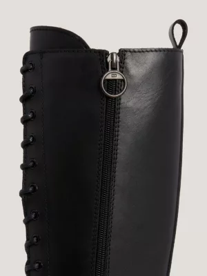Botas urbanas de couro com cadarço até o joelho