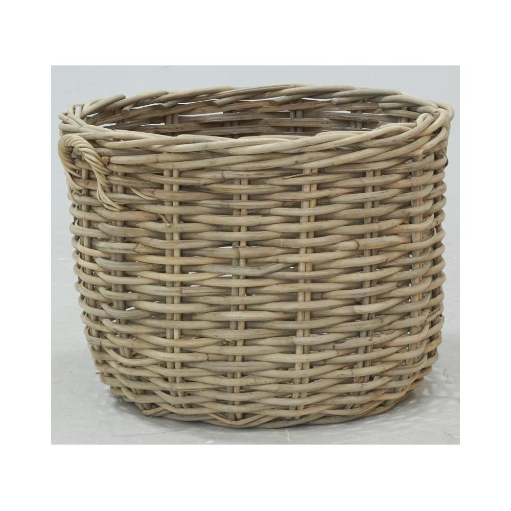 Maxi cache-pots en rotin poelet fendu sable (lot de 2)