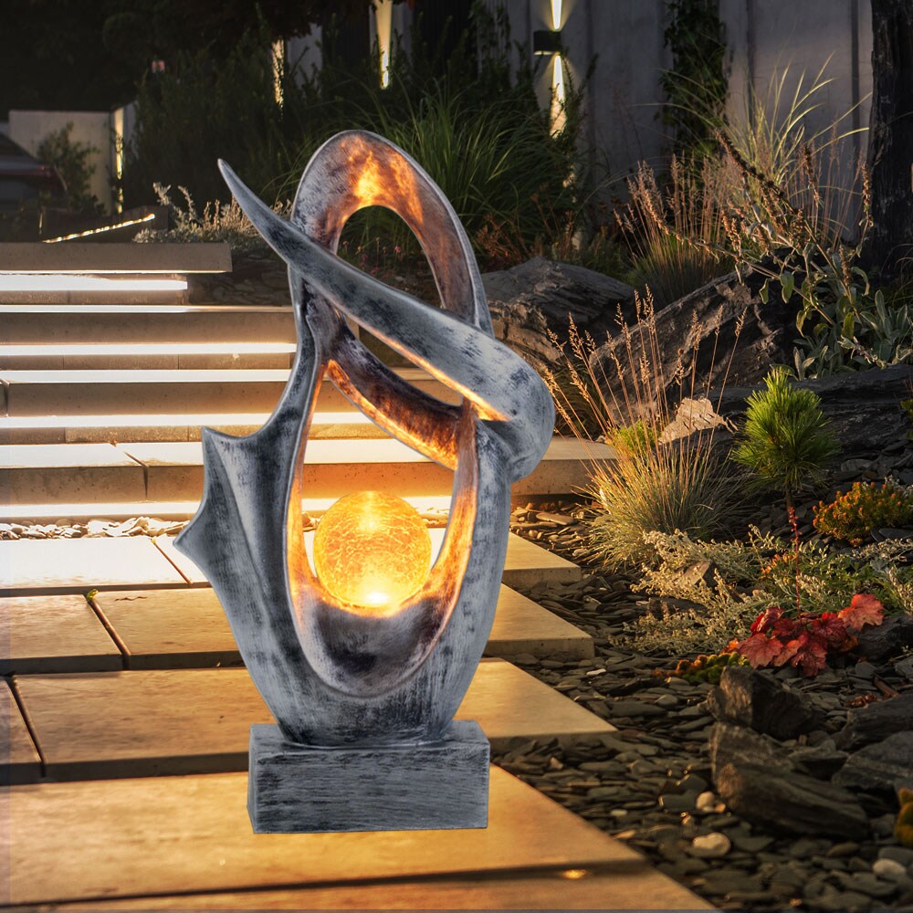 LED Solarleuchte, silber, Glas Crackle Design H 45 cm