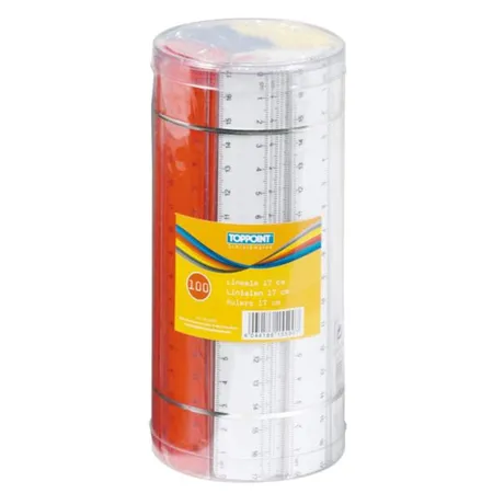 Stylex 100 Lineale 17 cm, 4 Farben, in Plastikdose