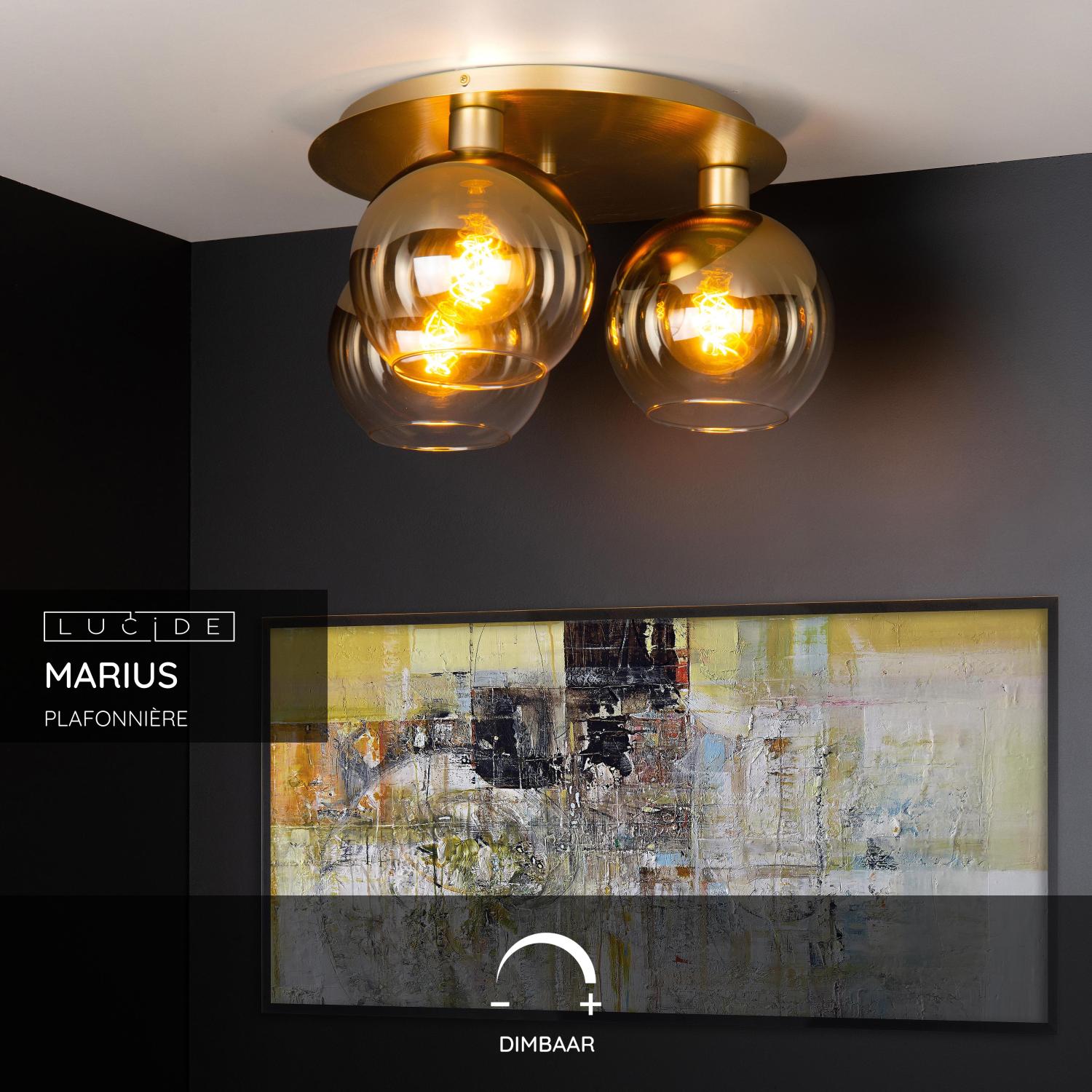Marius 3 plafondlamp Ã50 messing