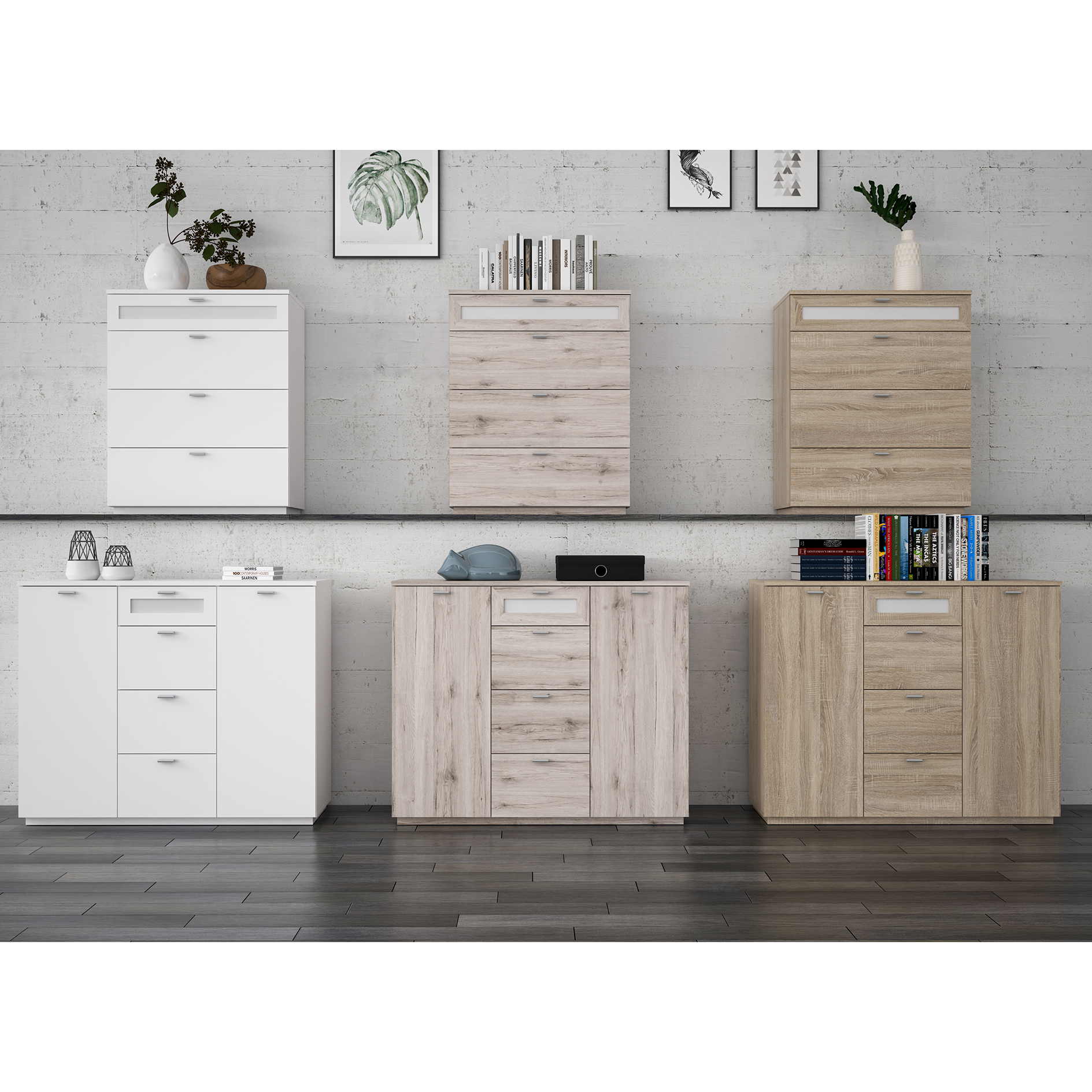 Kommode - weiß - 80 cm breit