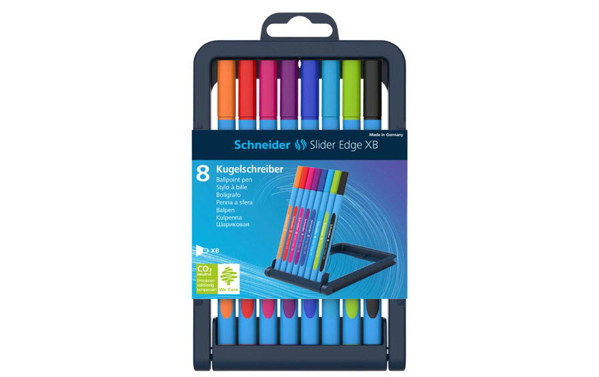Kugelschreiber Slider Edge Extra Breit, Mehrfarbig, 8er BoxKuli-Set in praktischer Klappbox