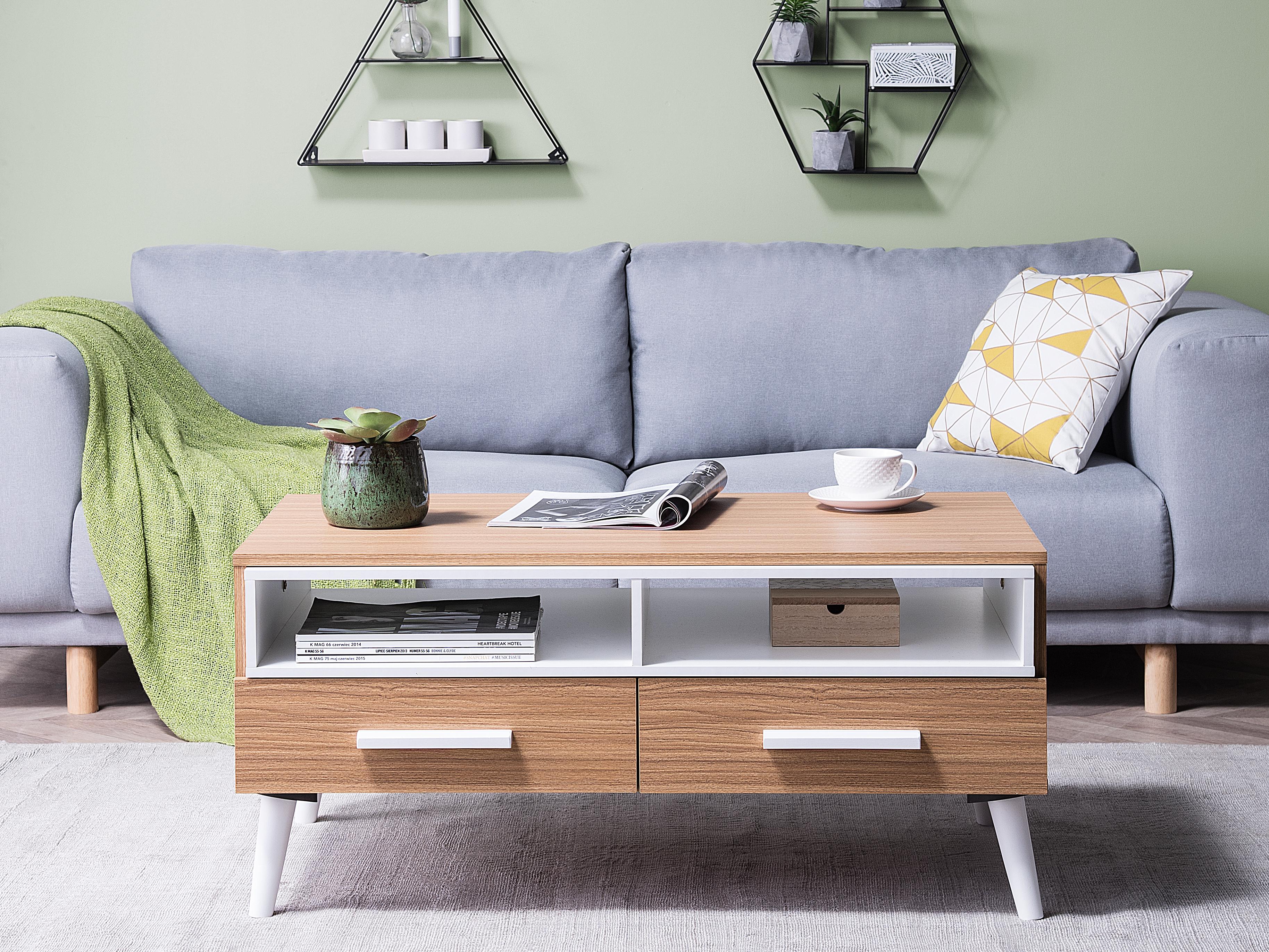 Salontafel ALLOA Lichtbruin/wit met opbergruimte