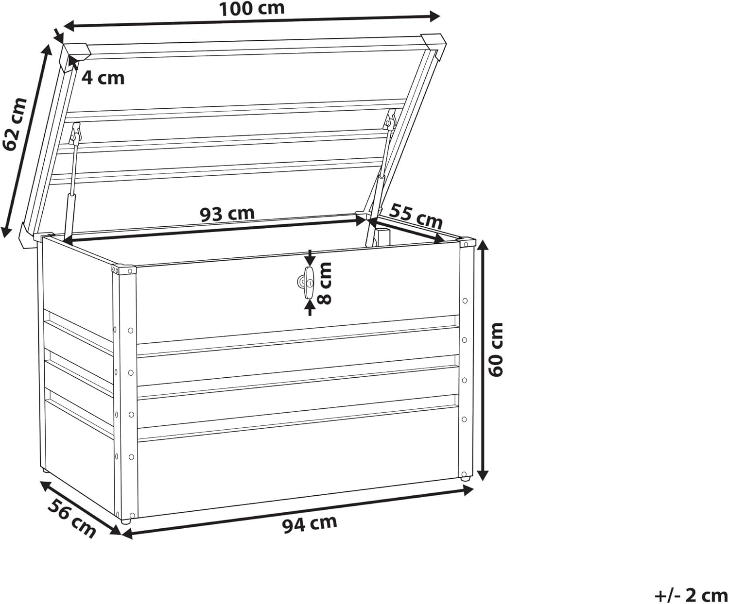 Beliani Metall-Gartentruhe 300 l grau Kissenbox Auflagenbox für die Terrasse wasserdicht Aufbewahrungsbox Gartenbox Cebrosa