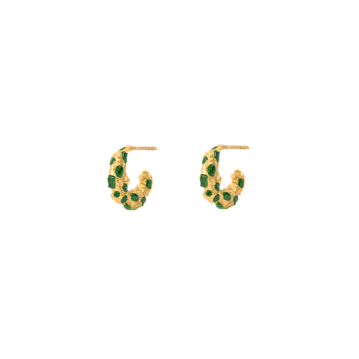 House Of Vincent Trinket Hoop Øreringe, Gold Plated/Green