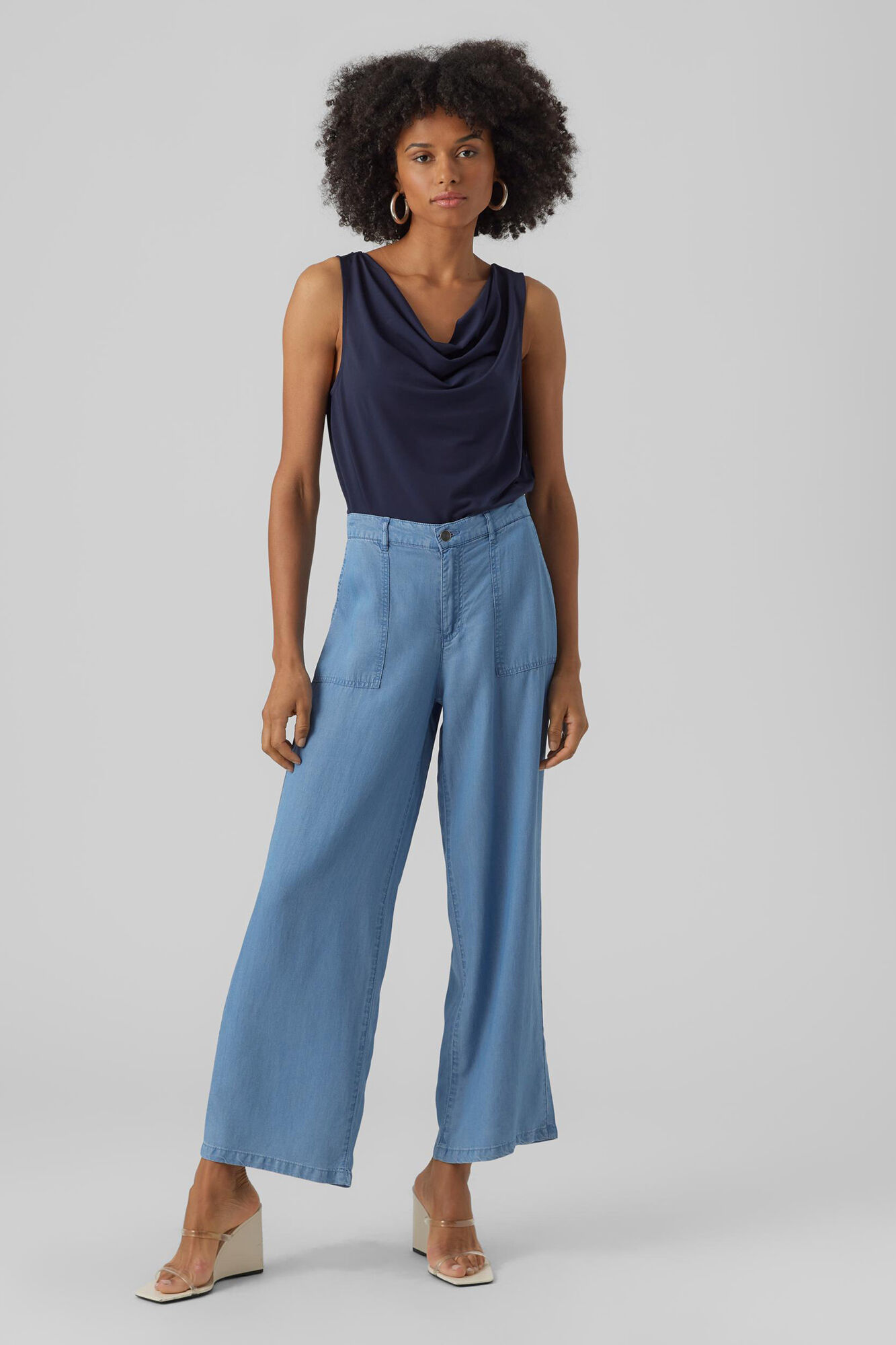 Calça jeans fluida - Azul