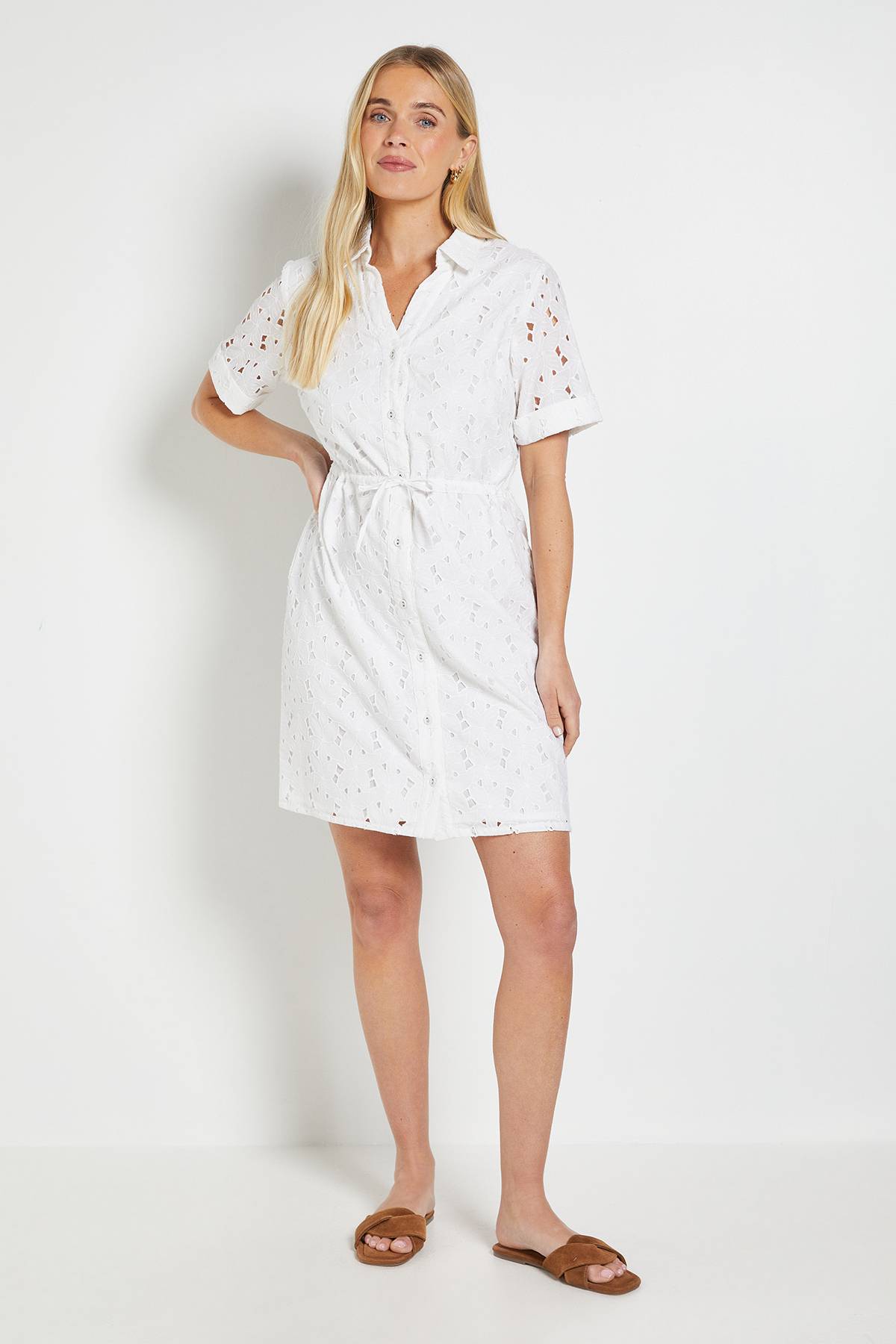 Wallis Robe Droite Broderie Anglaise D'été Petite