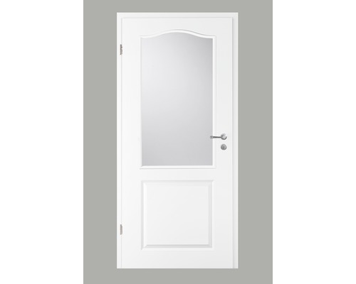 Pertura Pila 02B binnendeur, wit gelakt (vergelijkbaar met RAL 9010), 86,0 x 198,5 cm, linksdraaiend met G7 glaspaneel (zonder glas)