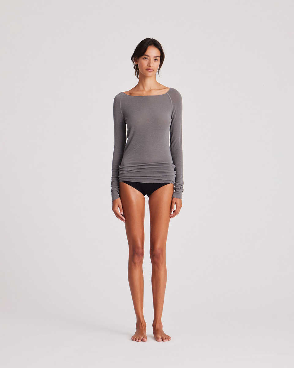 Gai+Lisva  Amalie Wool langærmet t-shirt - Dark Gull Grey