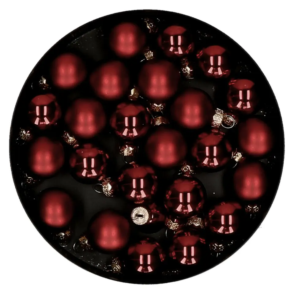 Othmar Decorations kerstballetjes glas -24x -donkerrood -2,5 cm