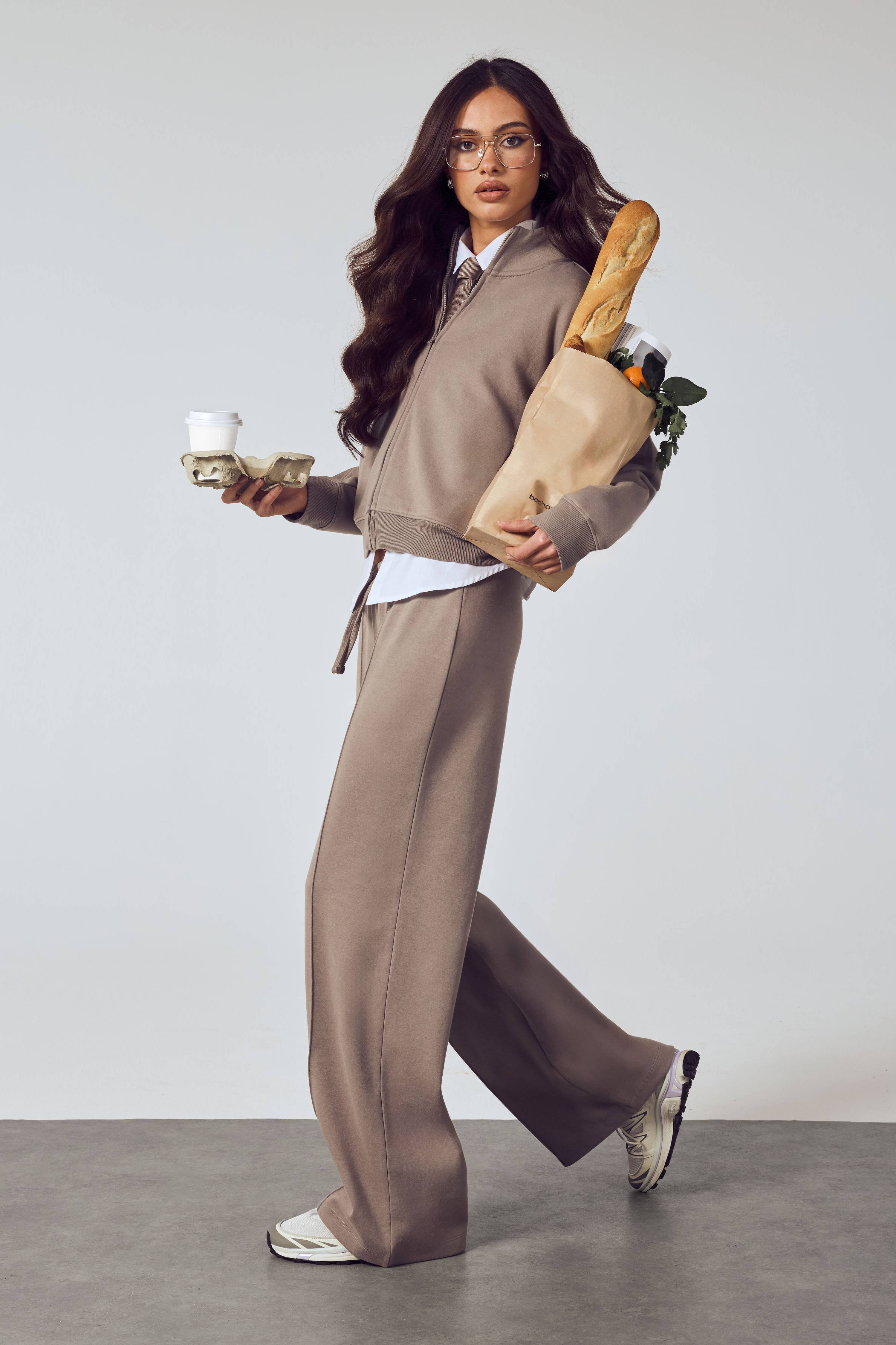 boohoo Survêtement interlock à fermeture éclair intégrale et col entonnoir