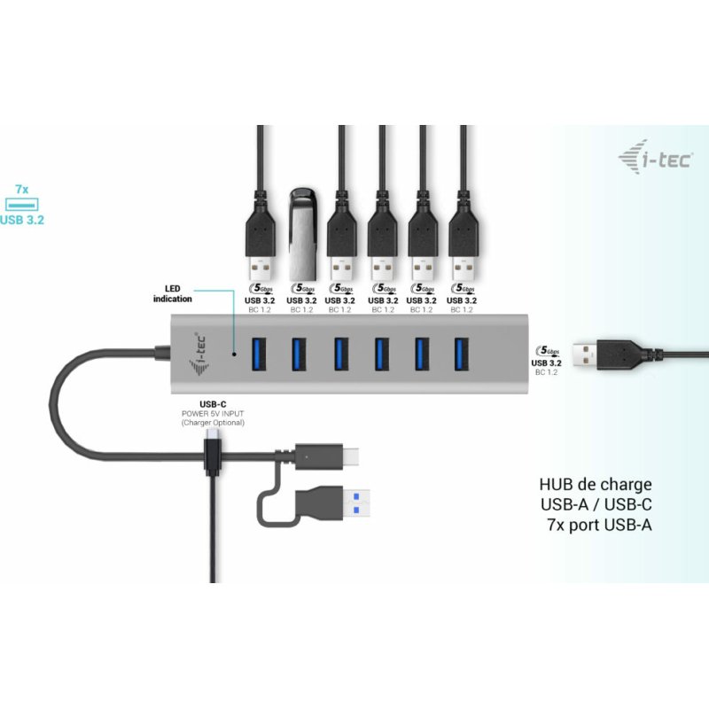 i-tec USB-C/USB-A Charging Metal HUB 7 Port