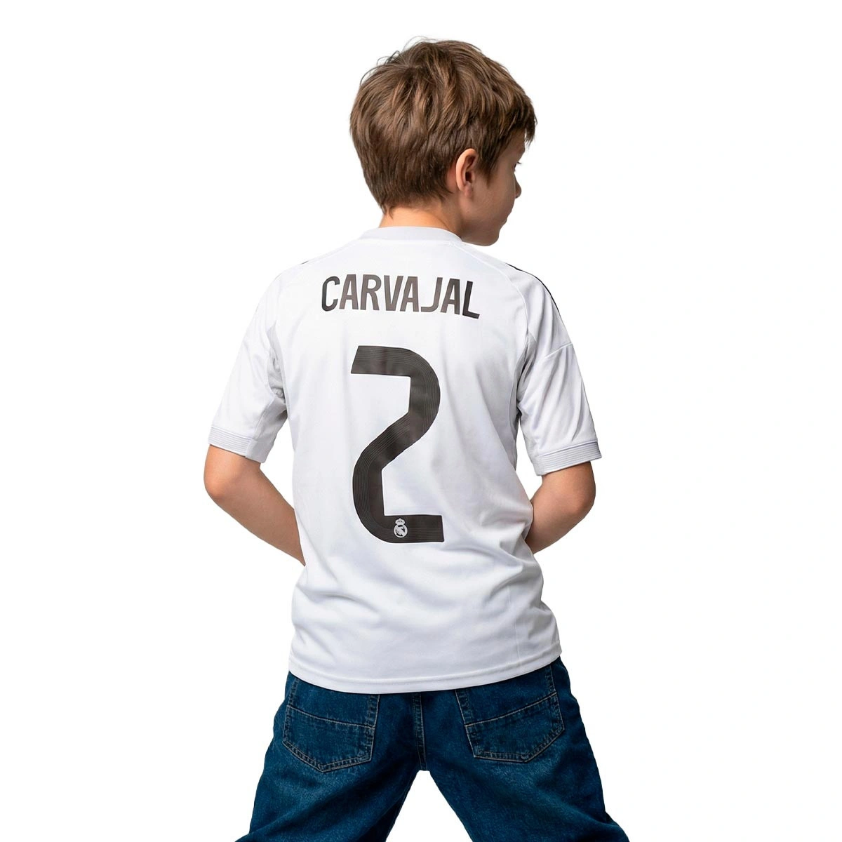 Camisola adidas Real Madrid Primeiro Equipamento 2025-2026 Criança Carvajal + Emblema