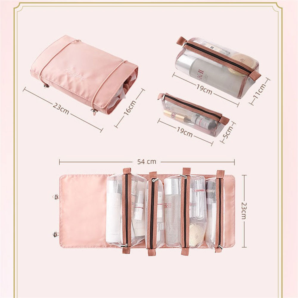 (5-tlg. Set) 54x23cm Verstellbare Kosmetik Tasche Necessaire Beauty Make Up Organizer Reisetasche - Schwarz