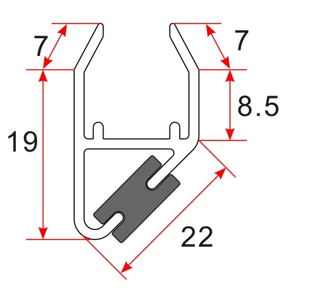 Mueller magneetstrip voor 8mm op 8mm glaspaneel