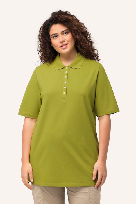 Poloshirt, Piqué, Polokragen, Samt-Knopfleiste, Halbarm