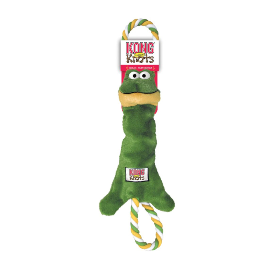 Brinquedo de pelúcia Kong Tugger Knots em formato de sapo para cães