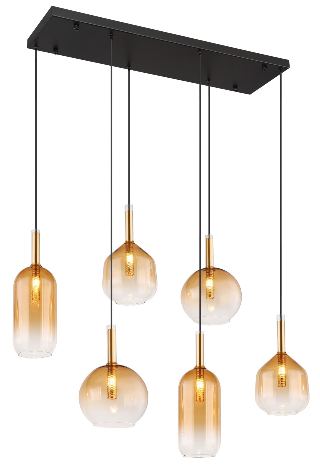 LED-Hängeleuchte - schwarz matt - amber - 85 cm