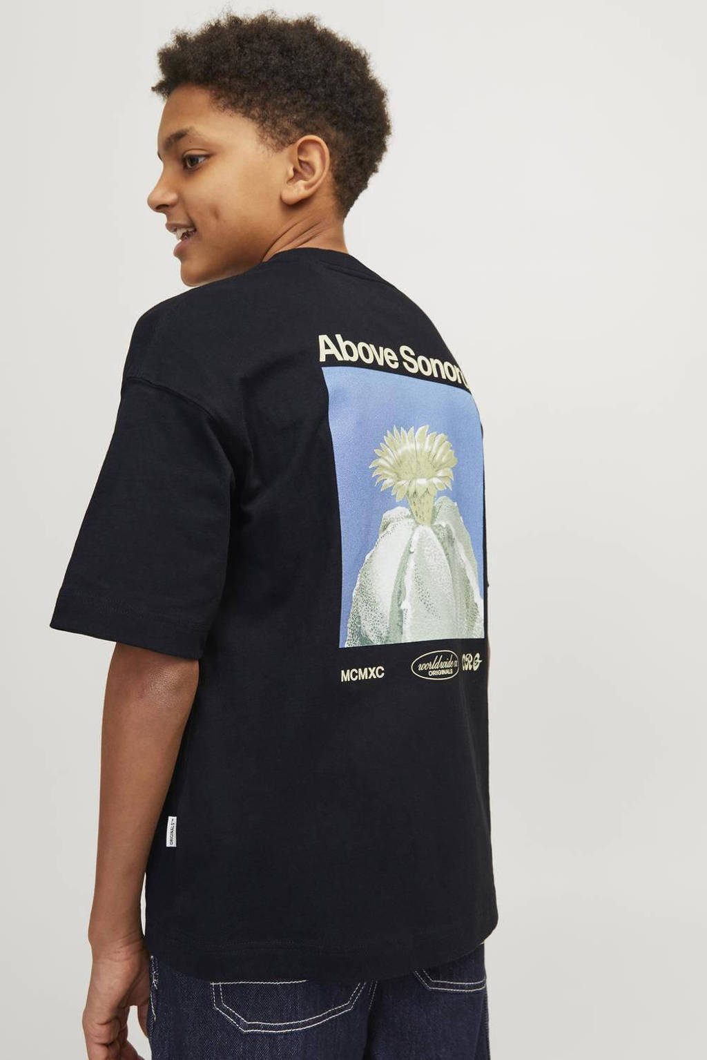 JACK & JONES T-shirt JORCASABLANCA met backprint donkerblauw