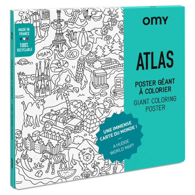 Poster géant Atlas à colorier Omy