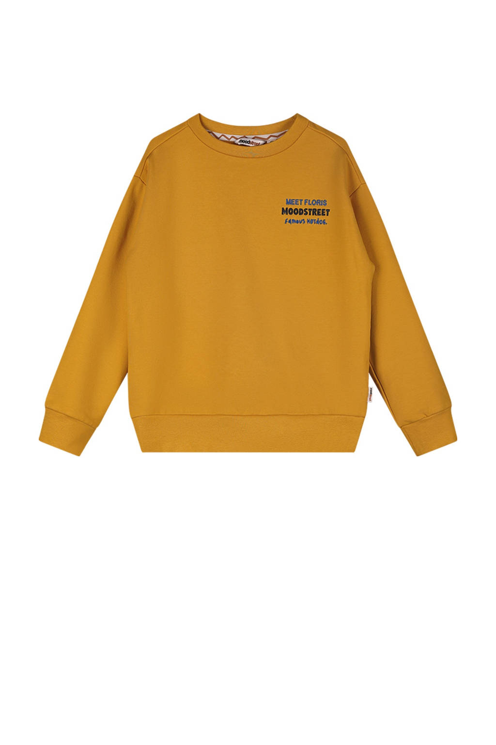 Moodstreet sweater Simon met backprint goudgeel