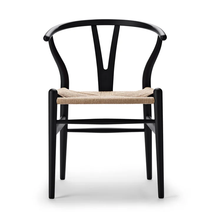 Carl Hansen - CH24 Wishbone Chair, Buche soft black / Naturgeflecht