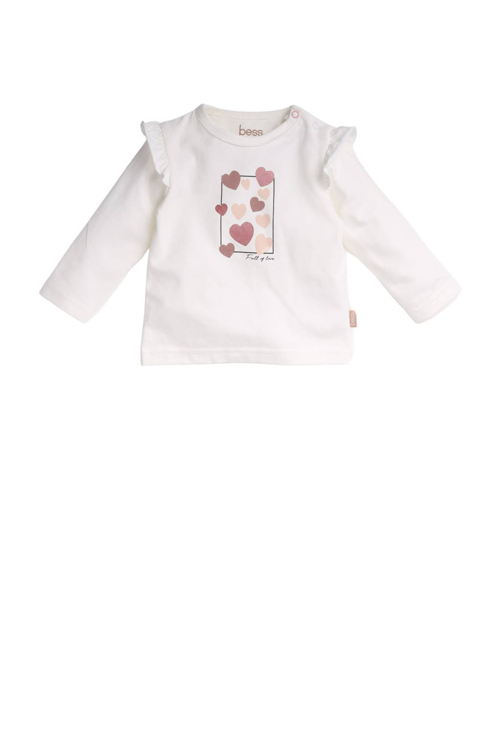 BESS baby longsleeve met printopdruk en ruches wit