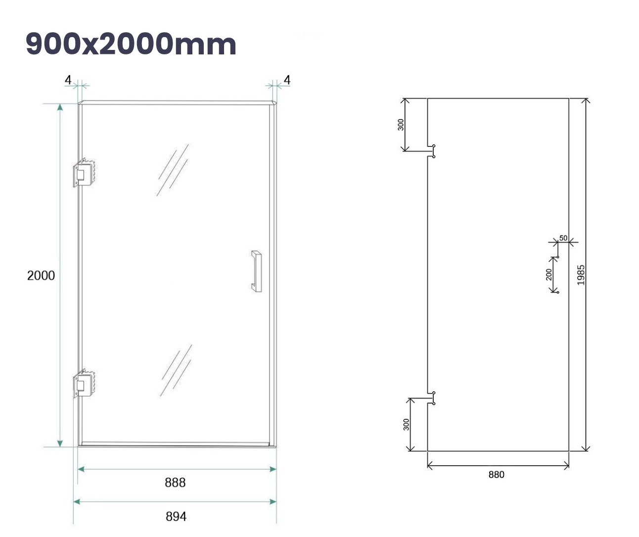 Saniclear Modern Nero brons glas douchecabine 80x90cm met 90cm deur anti-kalk zwart mat