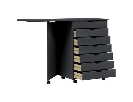 VIDAXL - Armoire de rangement Armoire roulante avec bureau moss gris bois de pin solide