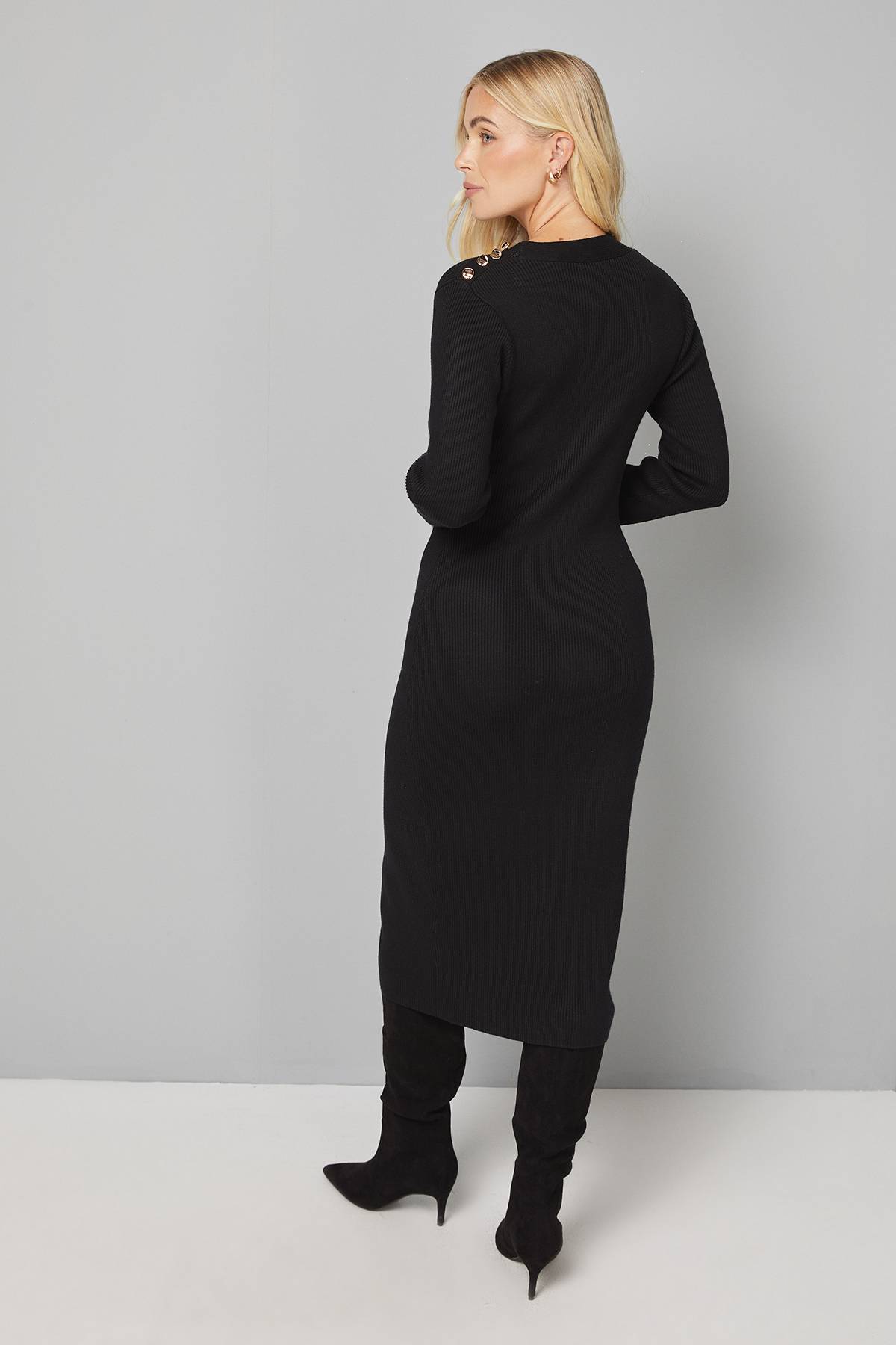Wallis Robe Midi Tricotée à Détail Bouton Petite