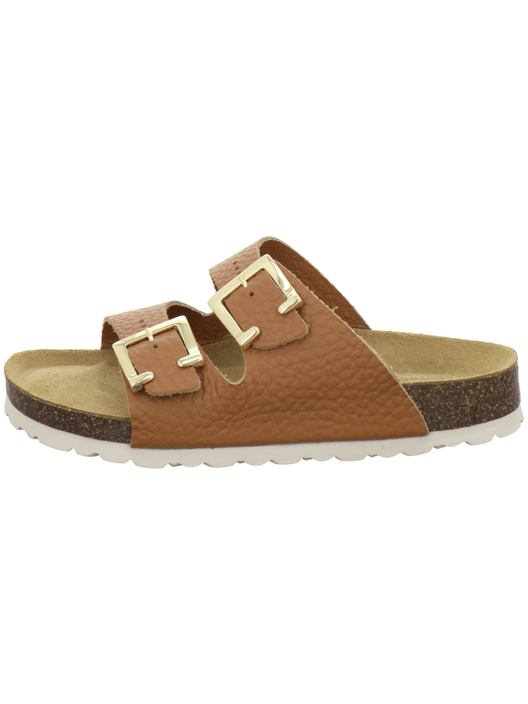 Pantoletten Damen Zweischnaller cognac