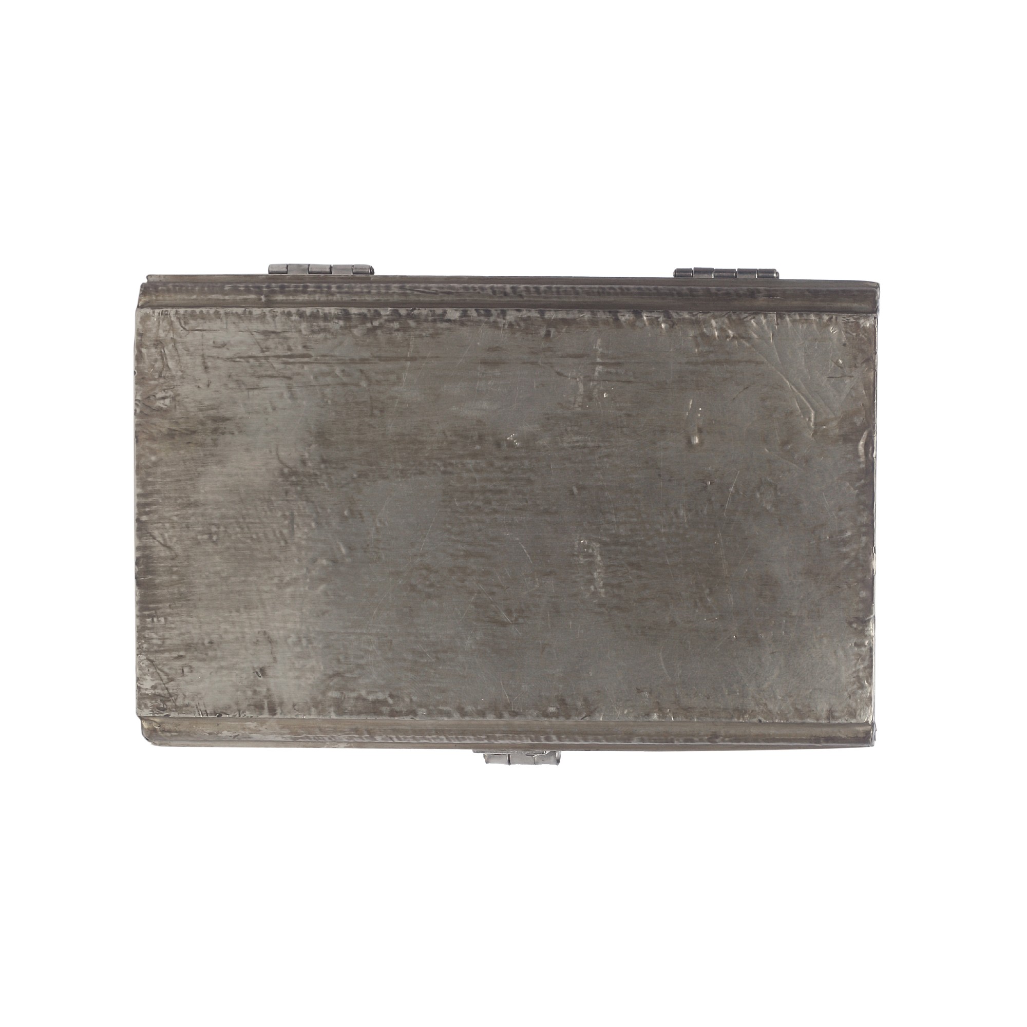 Metallbeschlagene Holzschatulle, silber, L 12 cm, B 18 cm, H 8 cm von fischer's lagerhaus