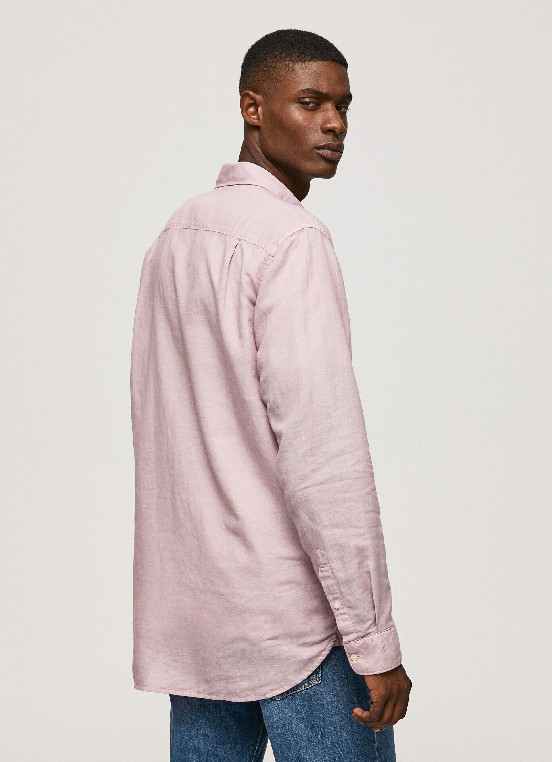Camisa de linho de manga comprida Parker - rosa claro