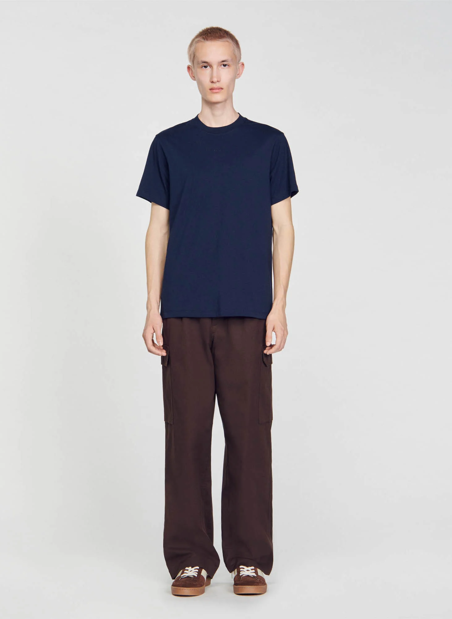 Tee-shirt droit col rond en coton | Bleu