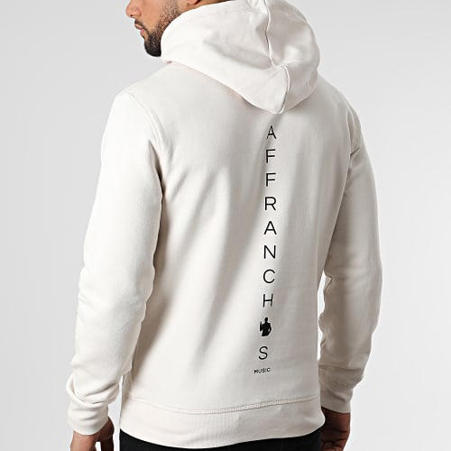 Sweat Capuche Vertical Back Beige Vintage Noir