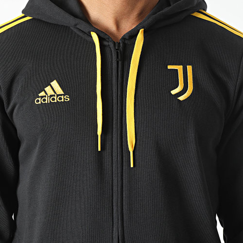 Sweat Zippé Capuche A Bandes Juventus HZ4966 Noir