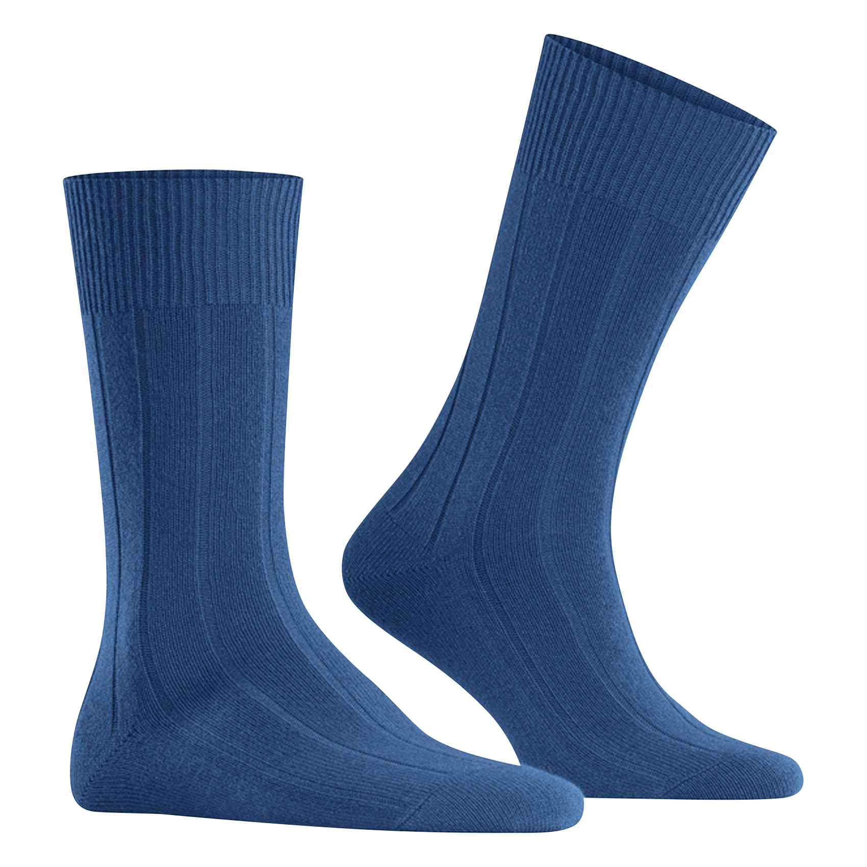 LHASA RIB - Chaussettes côtelées en laine et cachemire | Bleu