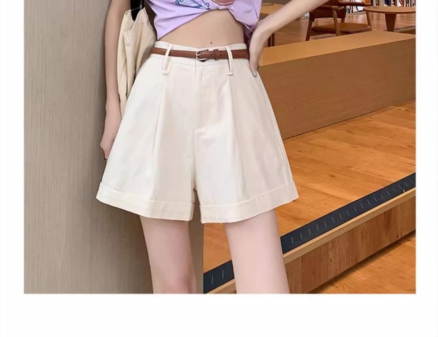 Peach+velvet - A-lijn shorts met hoge taille en plooien (M-4XL)