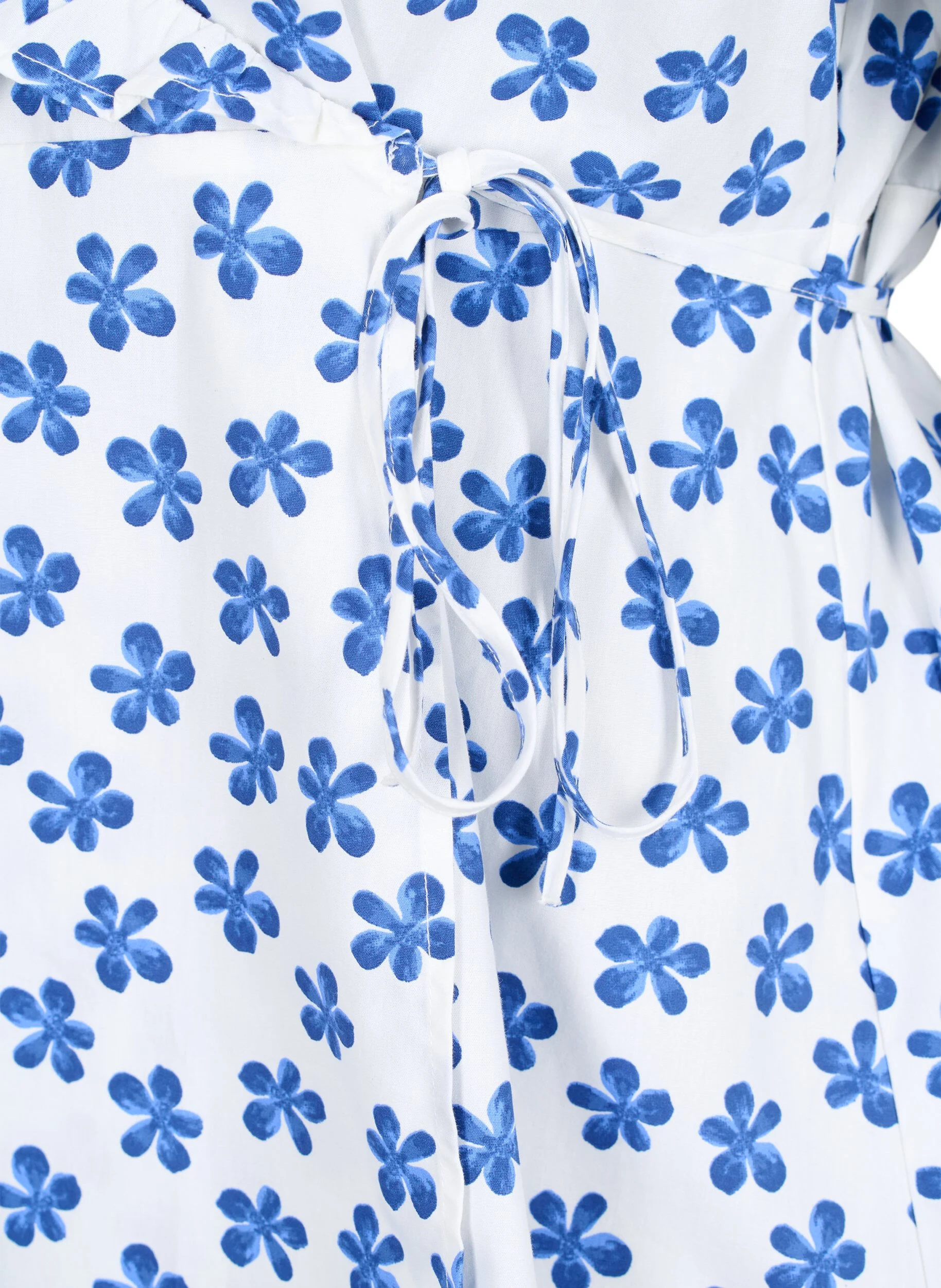 Wrapbluse i bomuld med blomsterprint