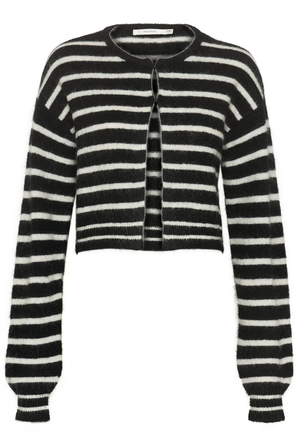 GESTUZ  Debbie kort cardigan - Black/White striped