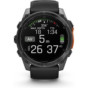 Montre connectée Garmin fenix 8 AMOLED 51mm Acier Gray avec bracelet noir