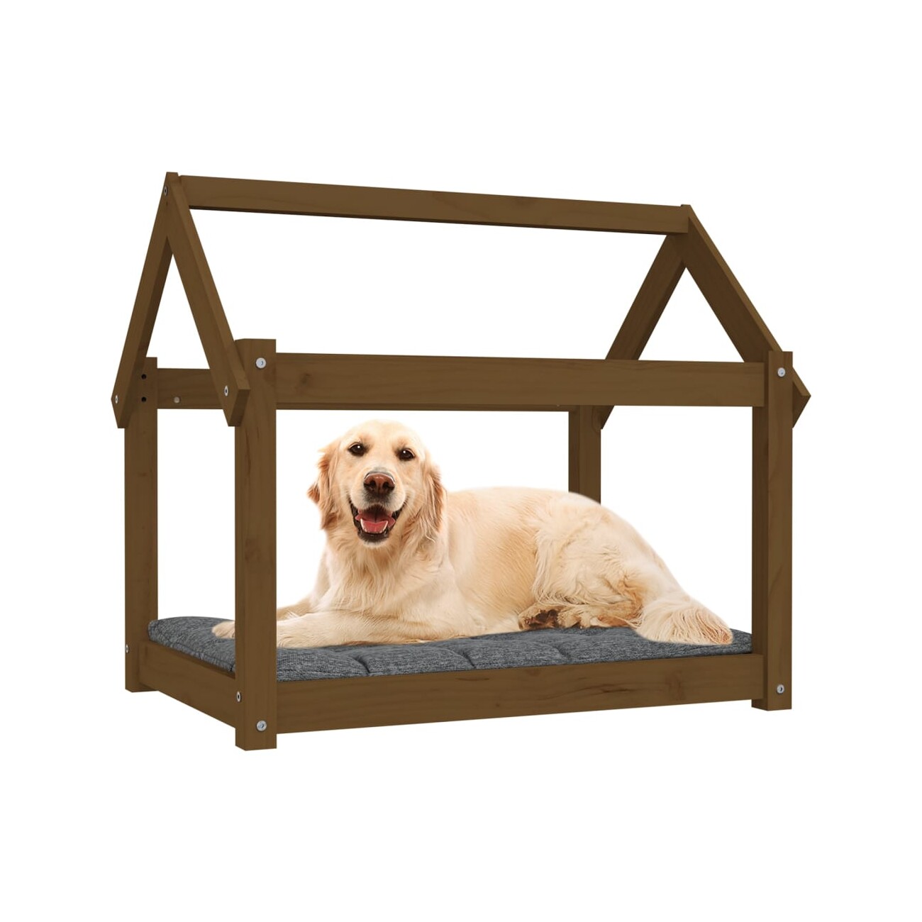 VidaXL Hundebett L (81x60x70 cm) aus Kiefernholz dunkelbraun