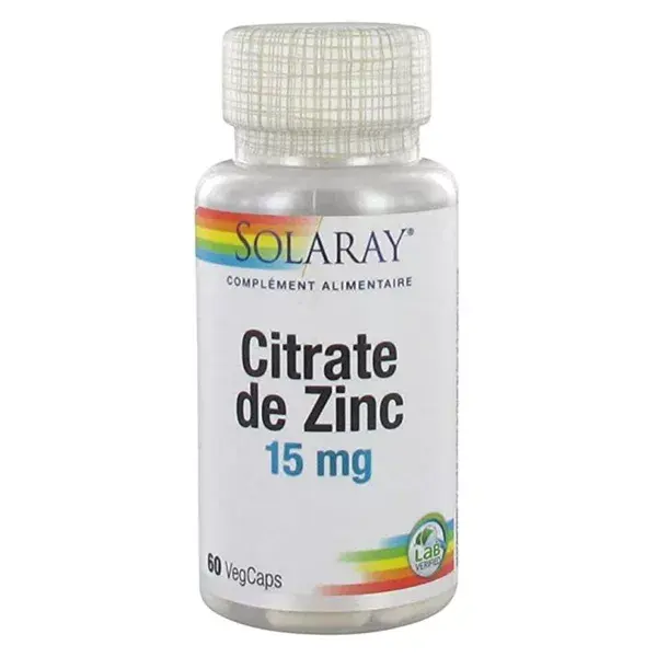 Solaray Citrato de Zinco 15mg 60 Cápsulas Vegetais