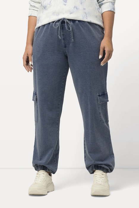 Sweathose Rena, Jeanslook, Elastikbund, indigo dyed