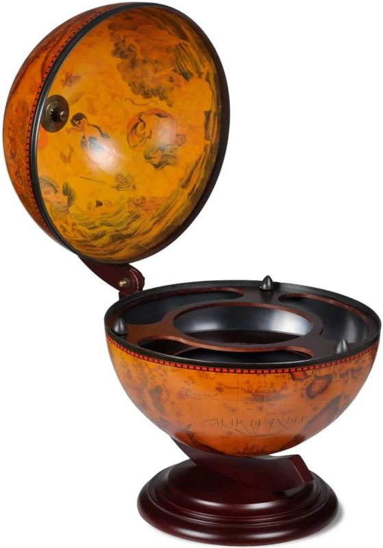 vidaXL - Globebar - Tafelmodel - Eucalyptushout - Replica Zeekaart 16e Eeuw