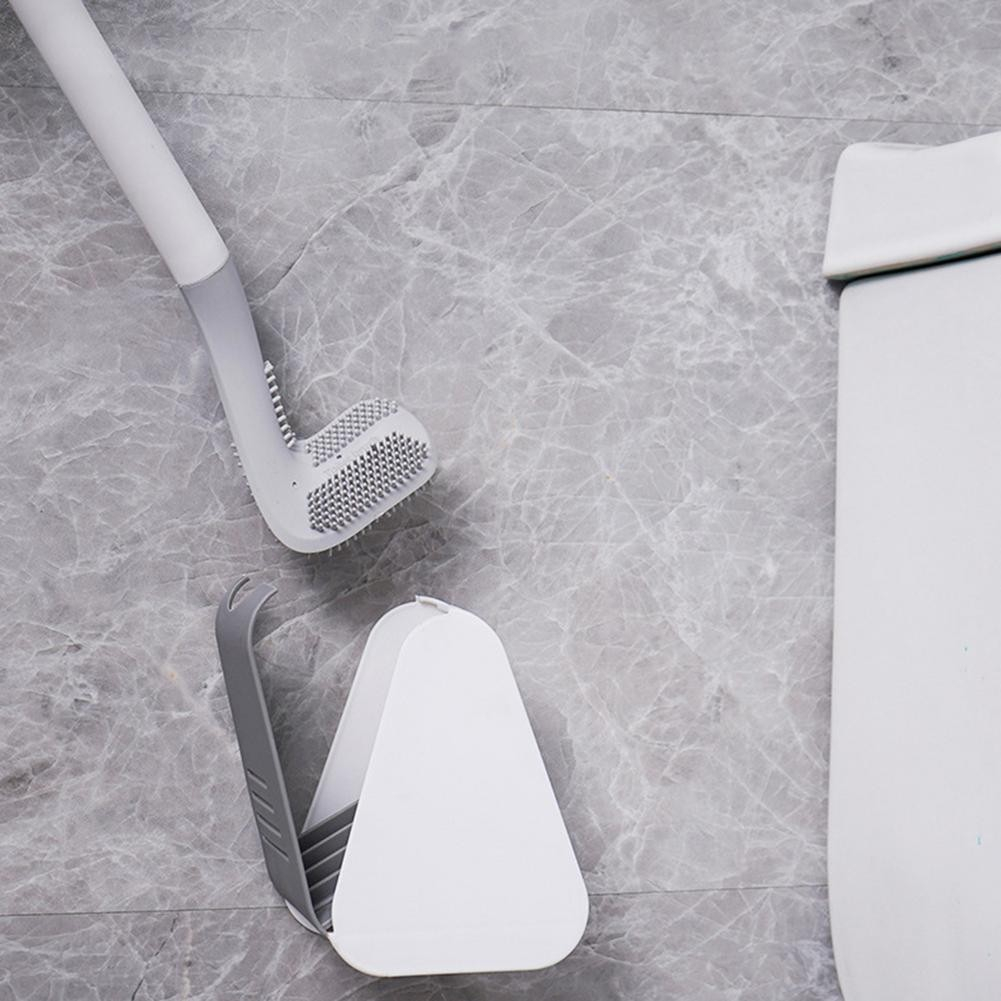 (47cm) WC Bürste Flexibler Toiletten Abfluss Reiniger mit Golfkopf   Wandhalterung - Weiss / Grau