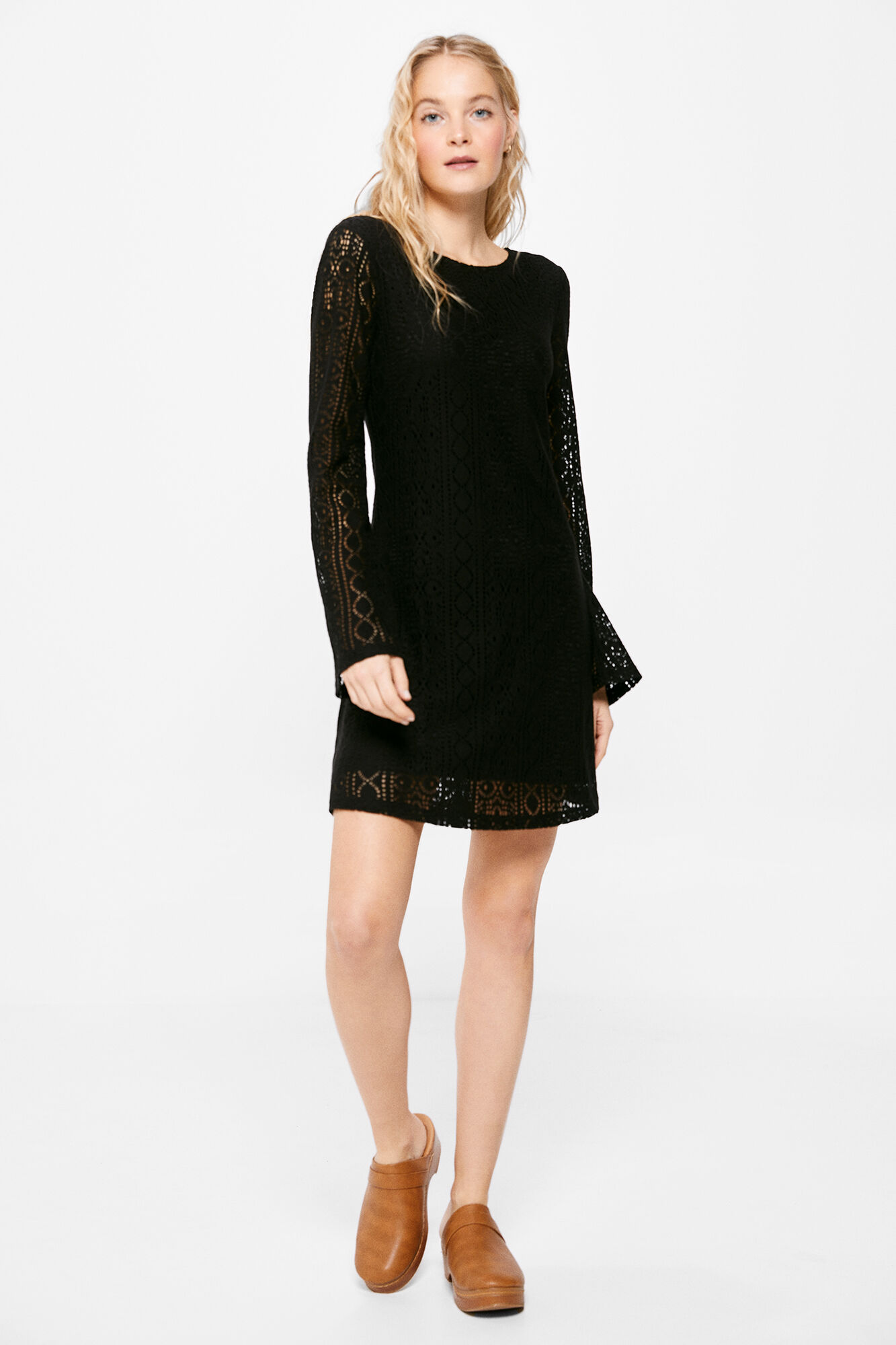 Vestido curto de crochê preto - preto