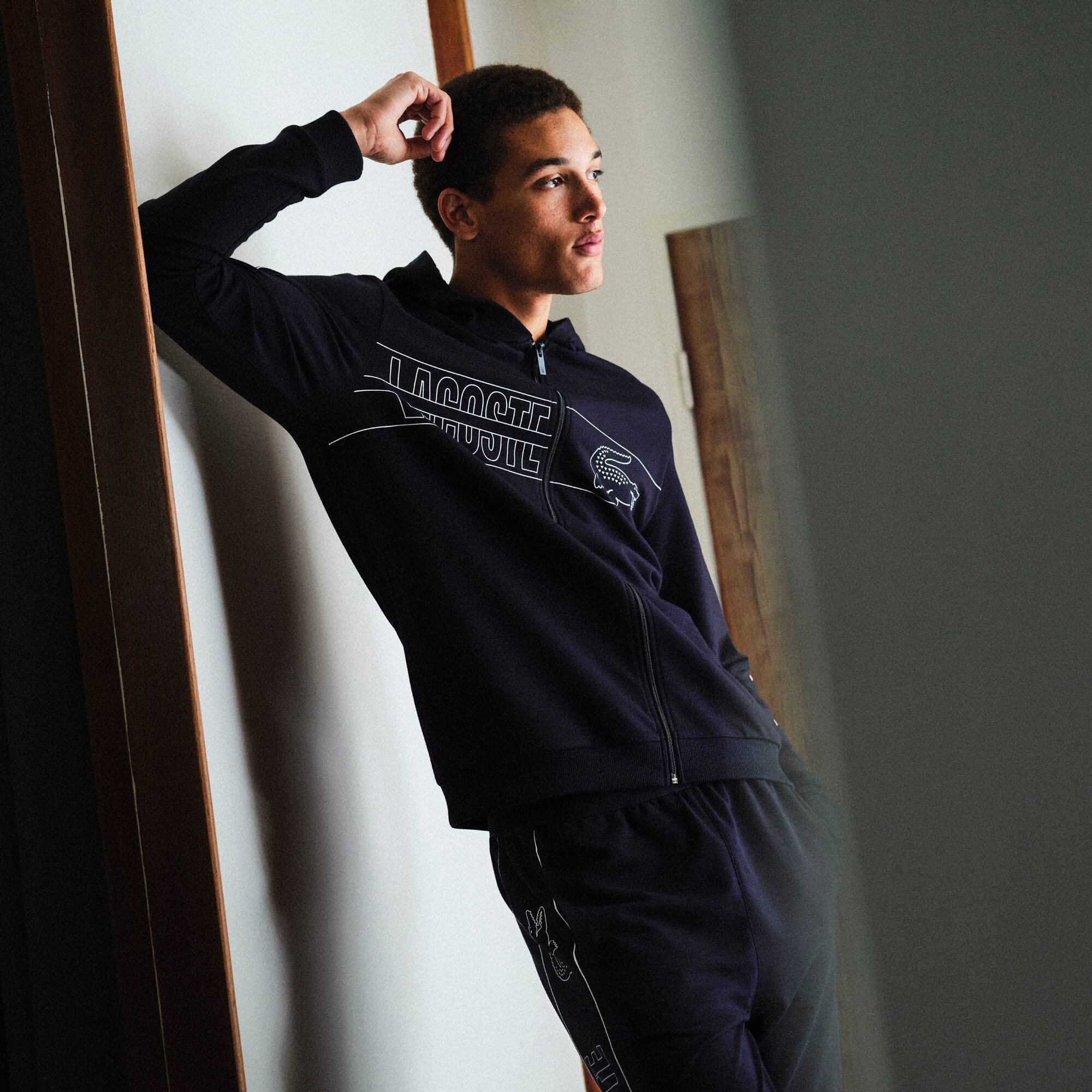Sweatshirt d'intérieur à capuche avec inscriptions Vêtements d’Intérieur - Bleu - Lacoste - Homme