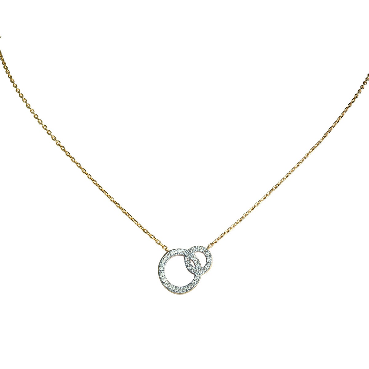 Collier Brillaxis double anneaux empierrés dorés